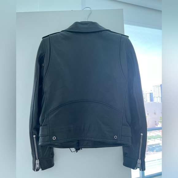 YSL black leather biker jacket - Picture 4 of 8